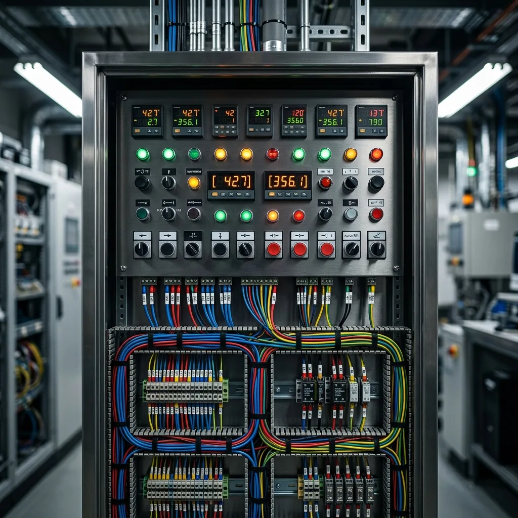 Techniker bei Arbeiten an einer MSR-Schaltanlage